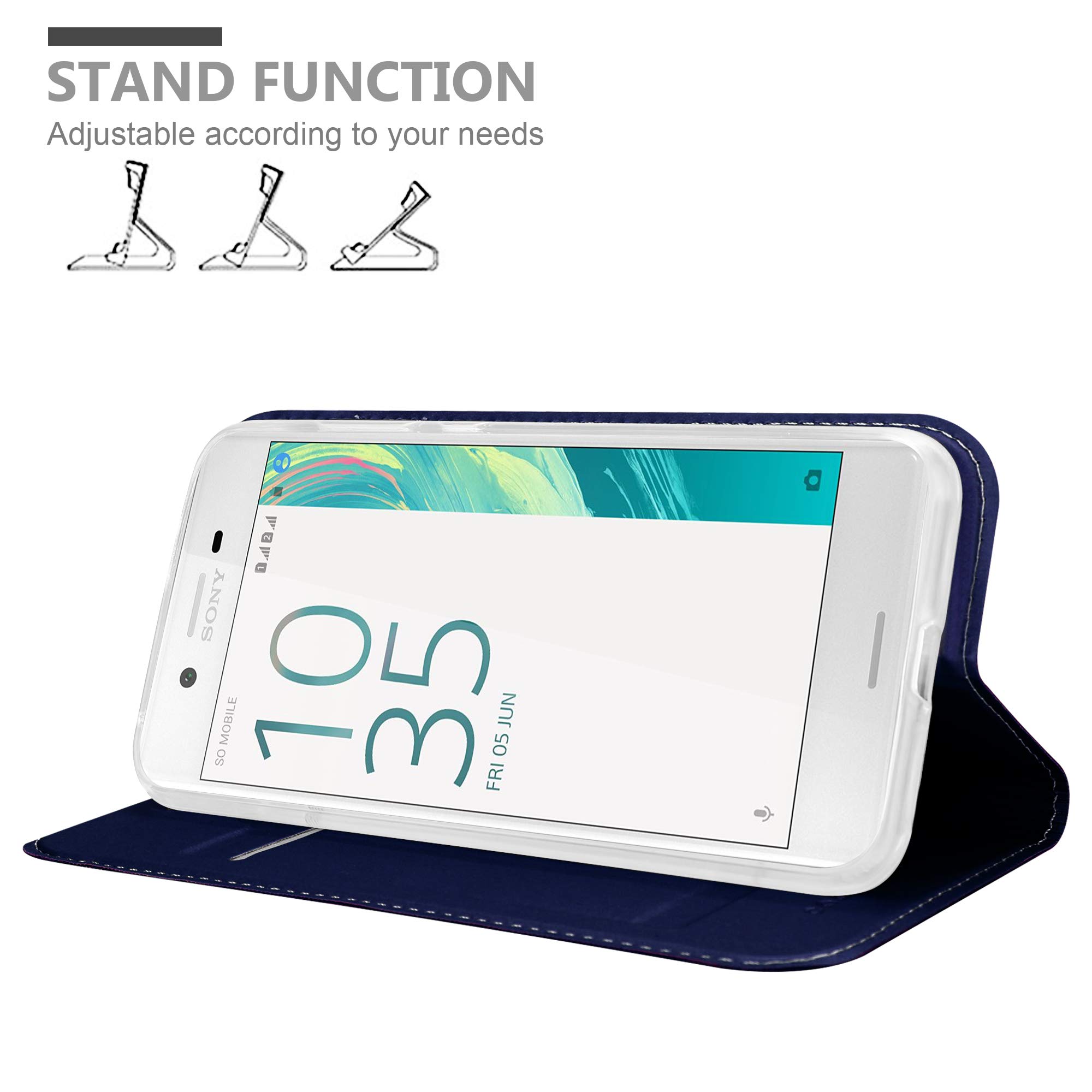 Stylische Cadorabo Flip-Hülle Mit Standfunktion Für Sony Xperia X – Kunstleder Mit Kartenfach & Magnetschloss