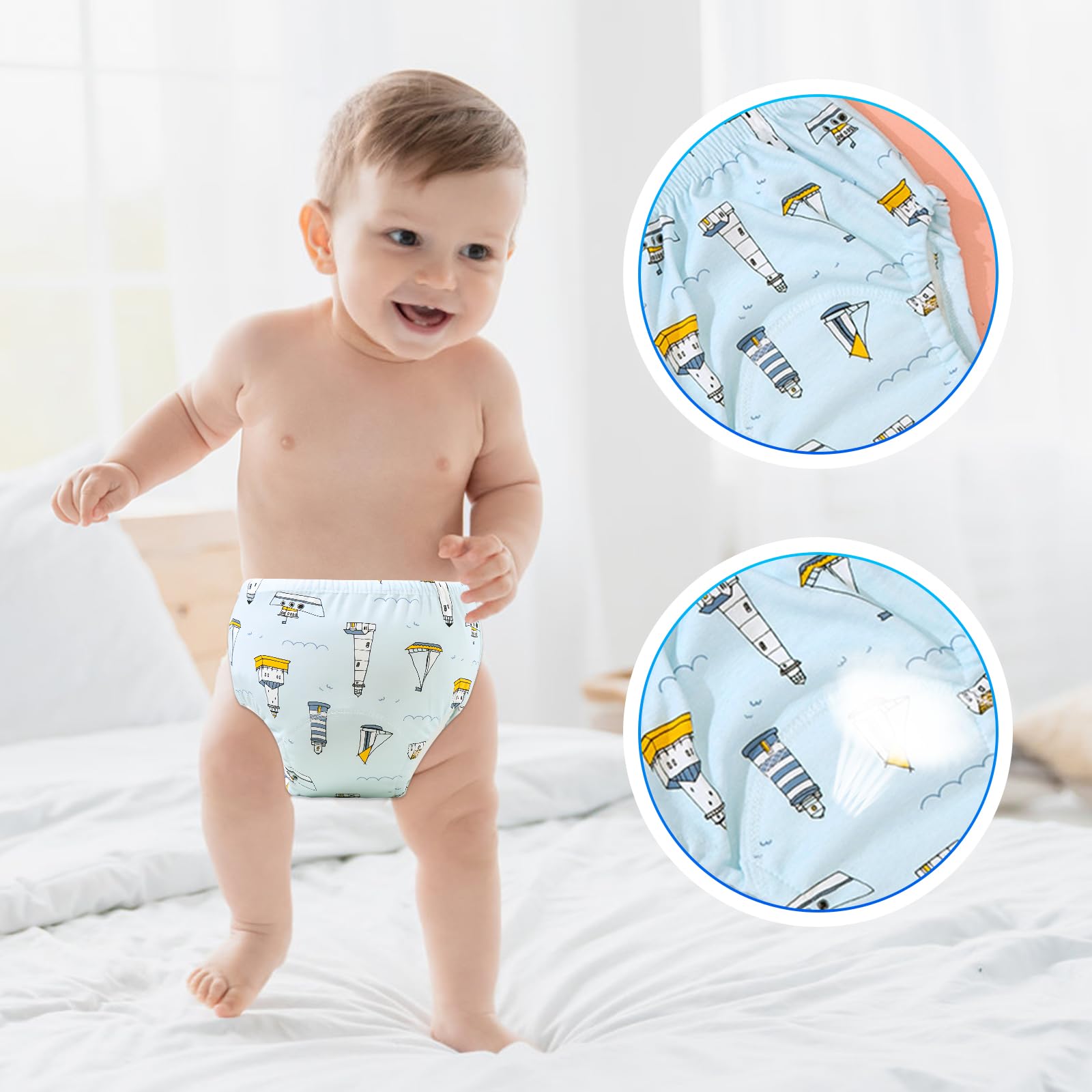 volumoon 6 Stück Baby Trainingshosen Töpfchen, Trainerhosen Kleinkinder, trainingsunterhose Kinder, Waschbare Trainingshose Jungen und Mädchen 2-6 Jahre, 100% Baumwolle Atmungsaktiv (110,13kg-20kg)