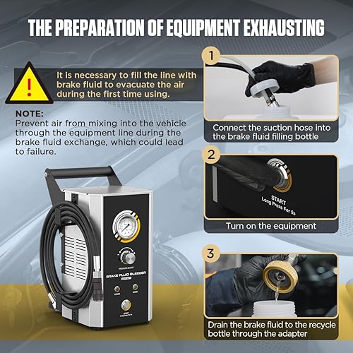 Miniatura 7 de Kit de purga de freno, máquina de intercambio de aceite y líquido de frenos automotriz de 110V, bomba extractora de líquido de freno, modo estándar