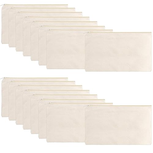 Vista 24 de 16 bolsas de cosméticos multiusos con cremallera, bolsas de maquillaje de lona de algodón, bolsa de viaje, bolsa de aseo para lápices, bolsa