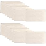 meekoo 16 Pack Canvas Blank Cosmetics Bags Plain Zipper Makeup Pouch Sublimation DIY Craft Multipurpose Toiletry Bag for Makeup Travel Cosmetic Stationary Storage(S,Beige)