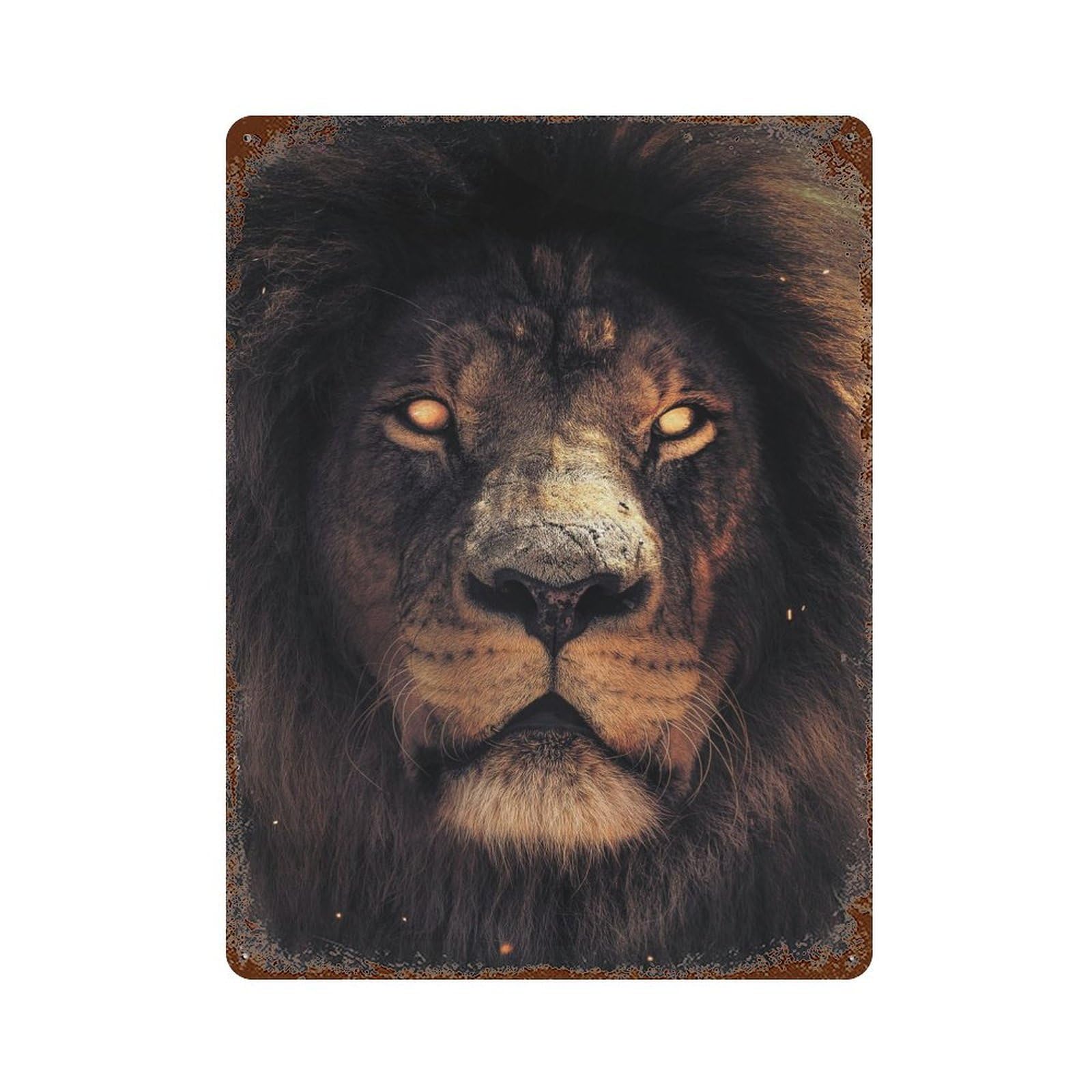 Vintage Rust Metal Sign The Scary Lion 15.7"x11.8", Shabby Chic Decor for Cafe, Home Bar And Lounge Decor