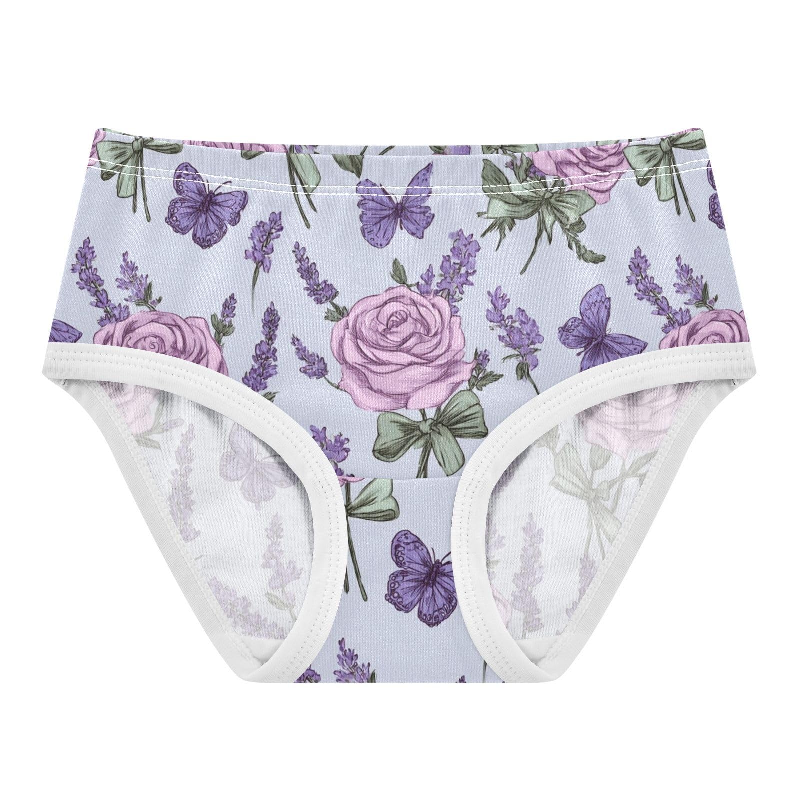 Wusikd Roses Butterfly Bow Blue Girls Underwear Cotton Girls Briefs Soft Toddler Underwear 2T