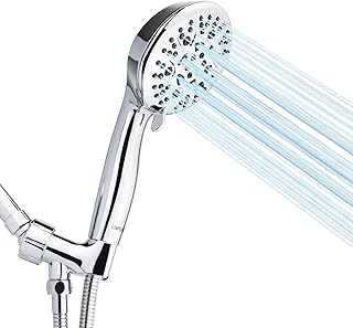 High Pressure Shower Head with Handheld, 8 Sprays Modes Shower Head with 59″ Stainless Steel Hose, Full Body Coverage Powerful Massage Setting Shower Heads with Adjustable Bracket…