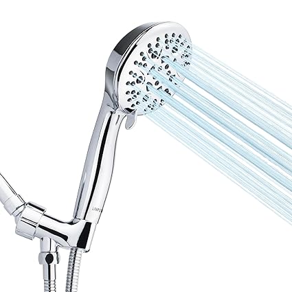 High Pressure Shower Head with Handheld, 8 Sprays Modes Shower Head with 59 Stainless Steel Hose, Full Body Coverage Powerful Massage Setting Shower Heads with Adjustable Bracket