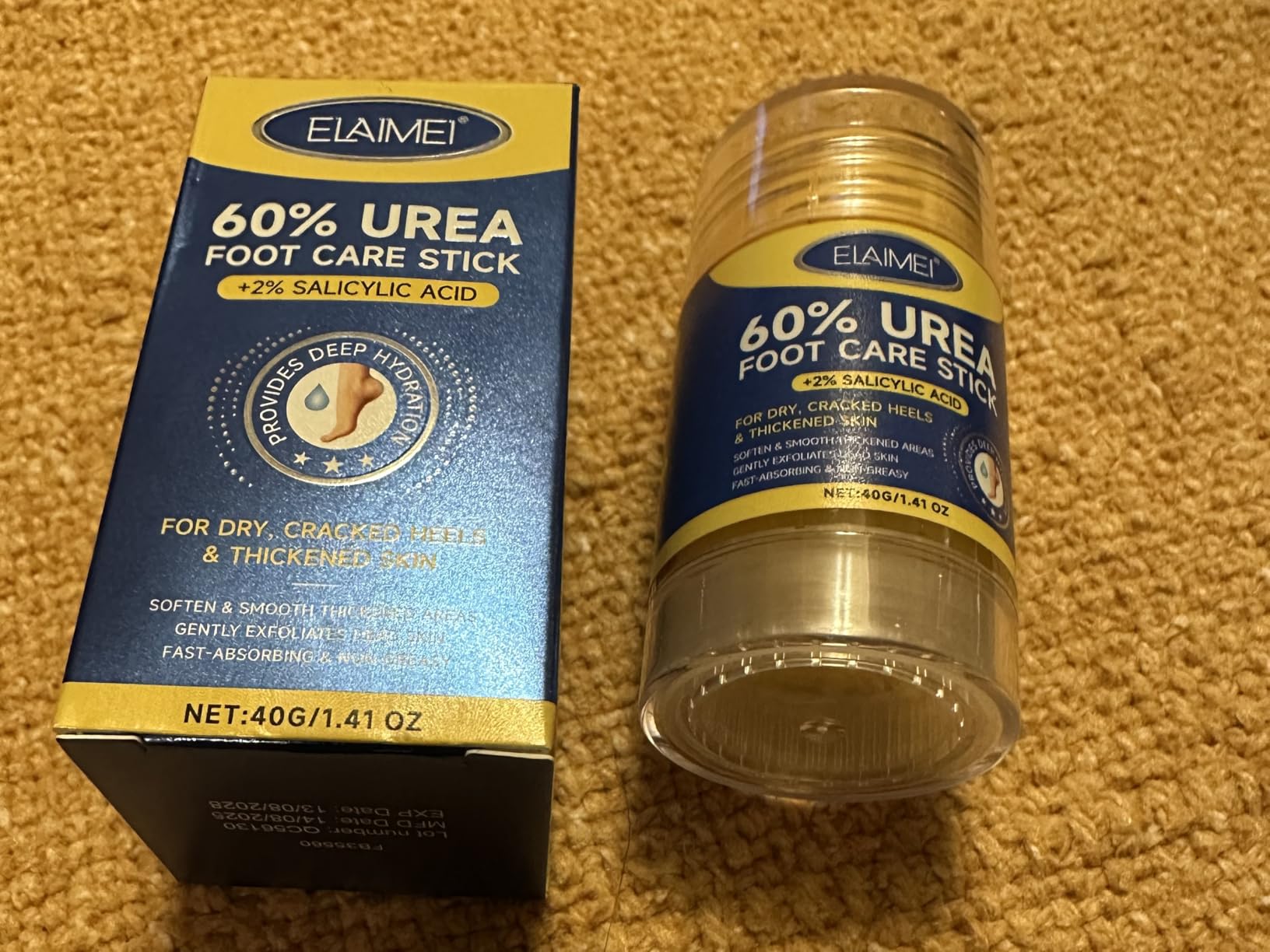 ZODENIS 60% Urea Cream for Feet +2% Salicylic Acid, Maximum Strength Urea Foot Cream Stick Repairs & Moisturizer for Dry Cracked Heels, Hands, Knees, Elbows, Hydrates Rough Skin, Dead Skin Remover Foot Balm