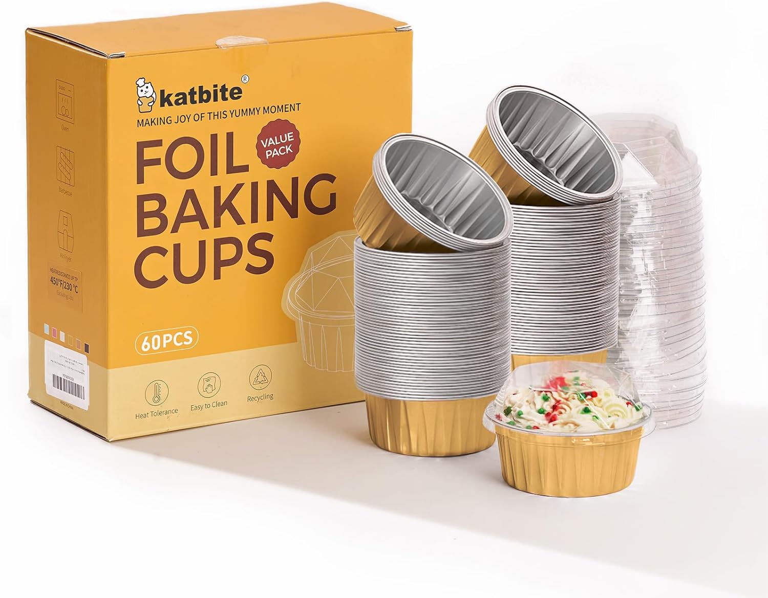 Disposable Ramekins with Lids Katbite 60 Pack 5oz