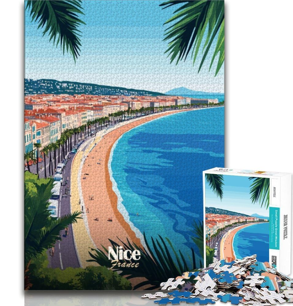 Nice, France Cityscape Jigsaw Puzzles for Teenagers 1000 Piece Puzzle,Challenging Game Gifts for Is Ideal As A Gift for The Whole Family 38x26cm