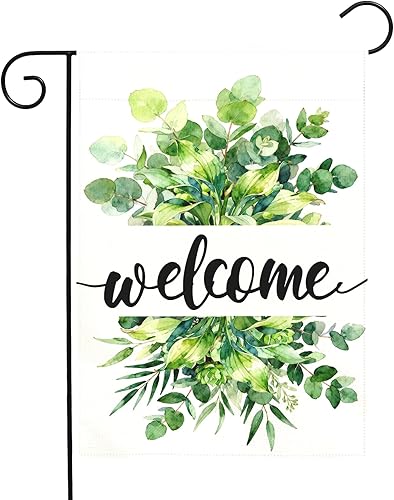 Miniatura 17 de Banderas de jardín de hortensias de bienvenida para primavera y verano, impermeable, bandera de jardín floral azul para exteriores, flores