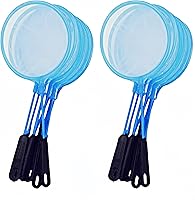 FKUMLUN 20 Pack Fine Mesh Aquarium Fish Nets - Brine Shrimp Sieve Cleaner Nets for Fish Tanks, Safe Nylon Blue 10cm Diameter