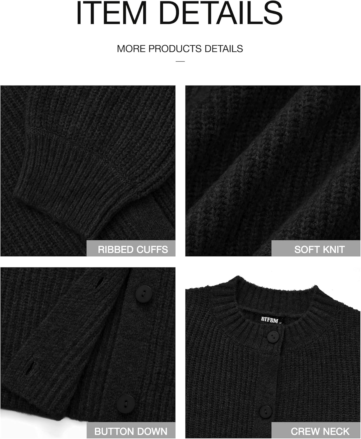BTFBM Cardigan Sweaters for Women Fall 2026 Long Sleeve Button Down Soft Loose Chunky Knit Outwear Cropped Winter Coats