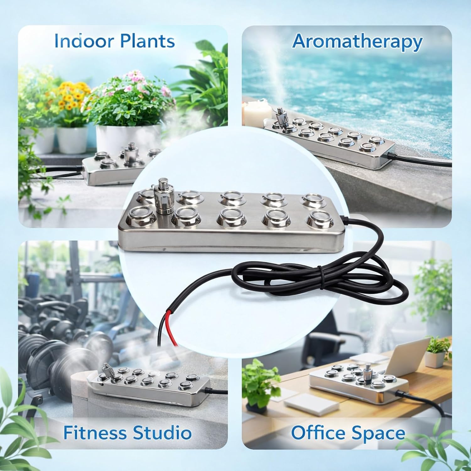 10 Head Mist Maker Ultrasonic Fogger, Stainless Steel Pond Humidifier, 250W Atomizing Plate - Dense Fog Output, Quiet Operation, Ideal for Indoor and Outdoor Landscaping