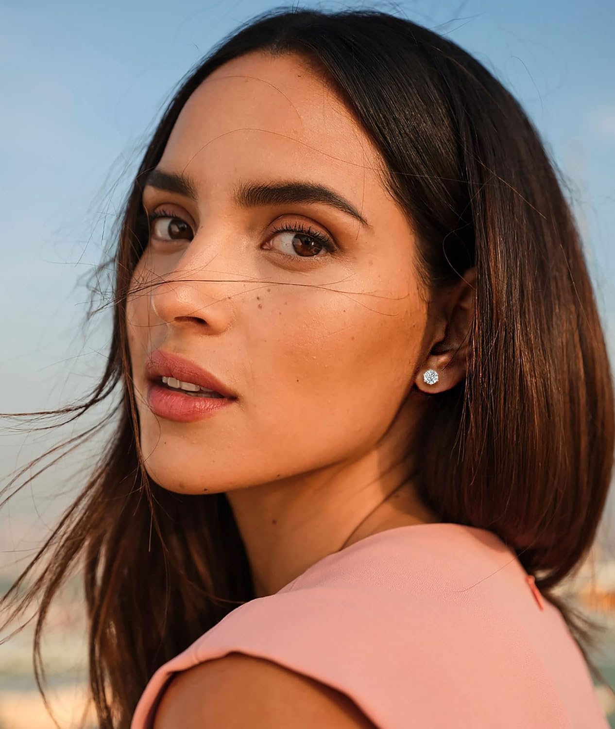 18K White Gold Plated Brilliant Cut Simulated Diamond Cubic Zirconia Stud Earrings Sterling Silver Hypoallergenic CZ Stud Earrings for Women Men 6 Prongs Setting - Image 3