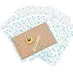 COQOFA 100 Pcs Star Printed Sealable Gift Wrap Cello Cellophane Bags Self sealing Adhensive Treat Bags Party Favor bags (7x10inch, Blue)