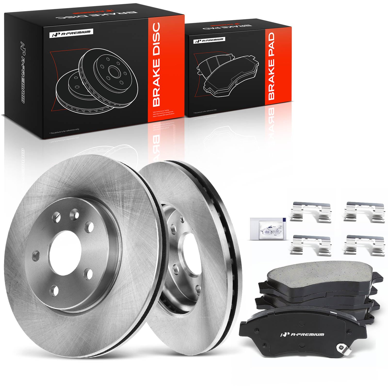 A-Premium Front Vented Disc Brake Rotors and Ceramic Pads Kit