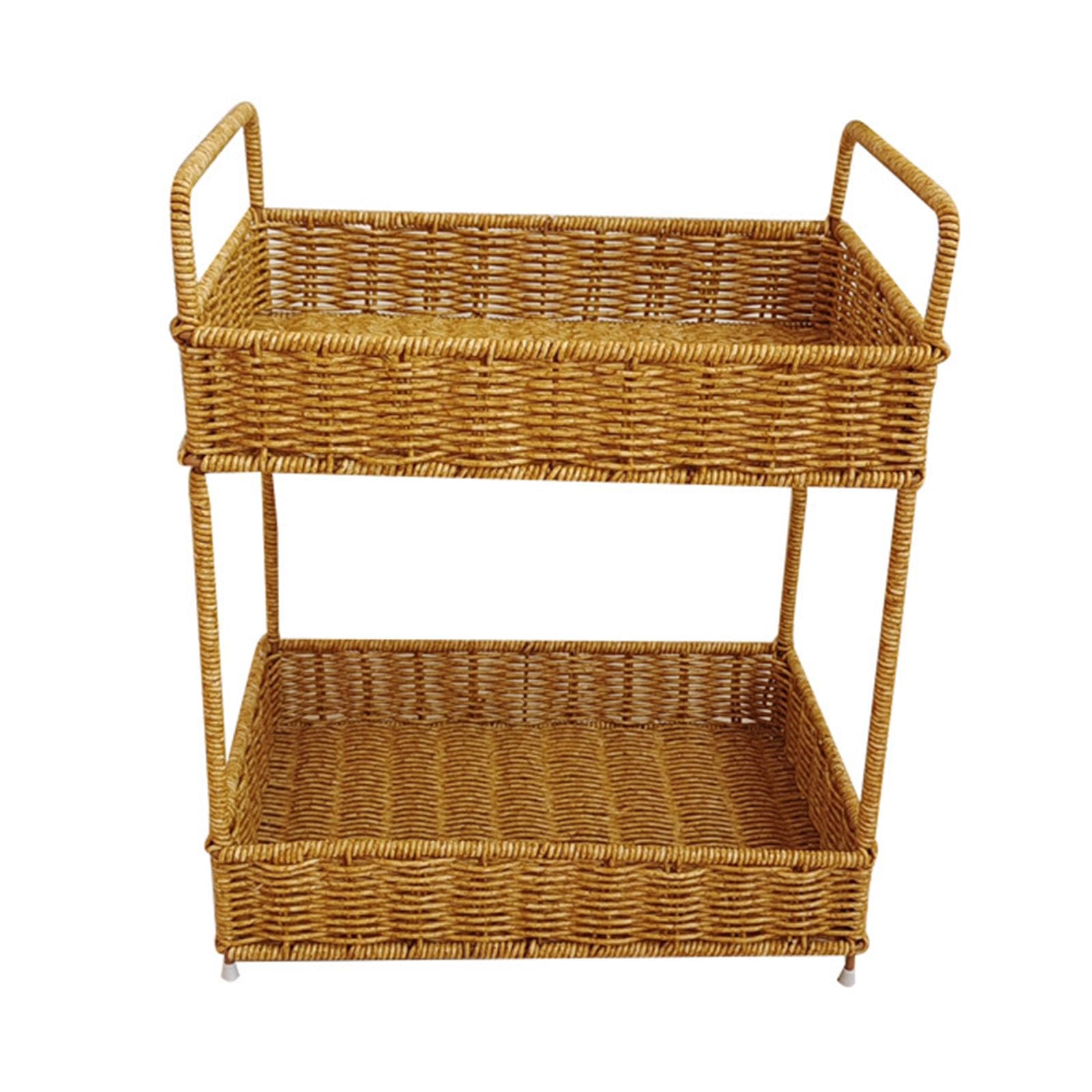 Étagère de rangement avec panier tissé pour protéger les plantes et ranger les accessoires