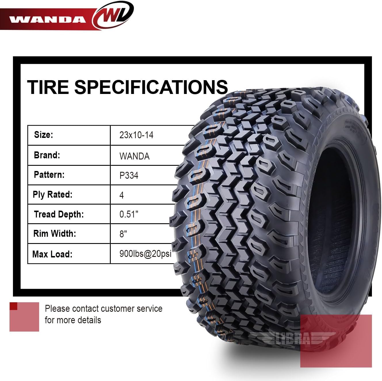 WANDA 23X10-14 Golf Cart ATV Tires 4 Ply 23X10X14 -Set 2-14053