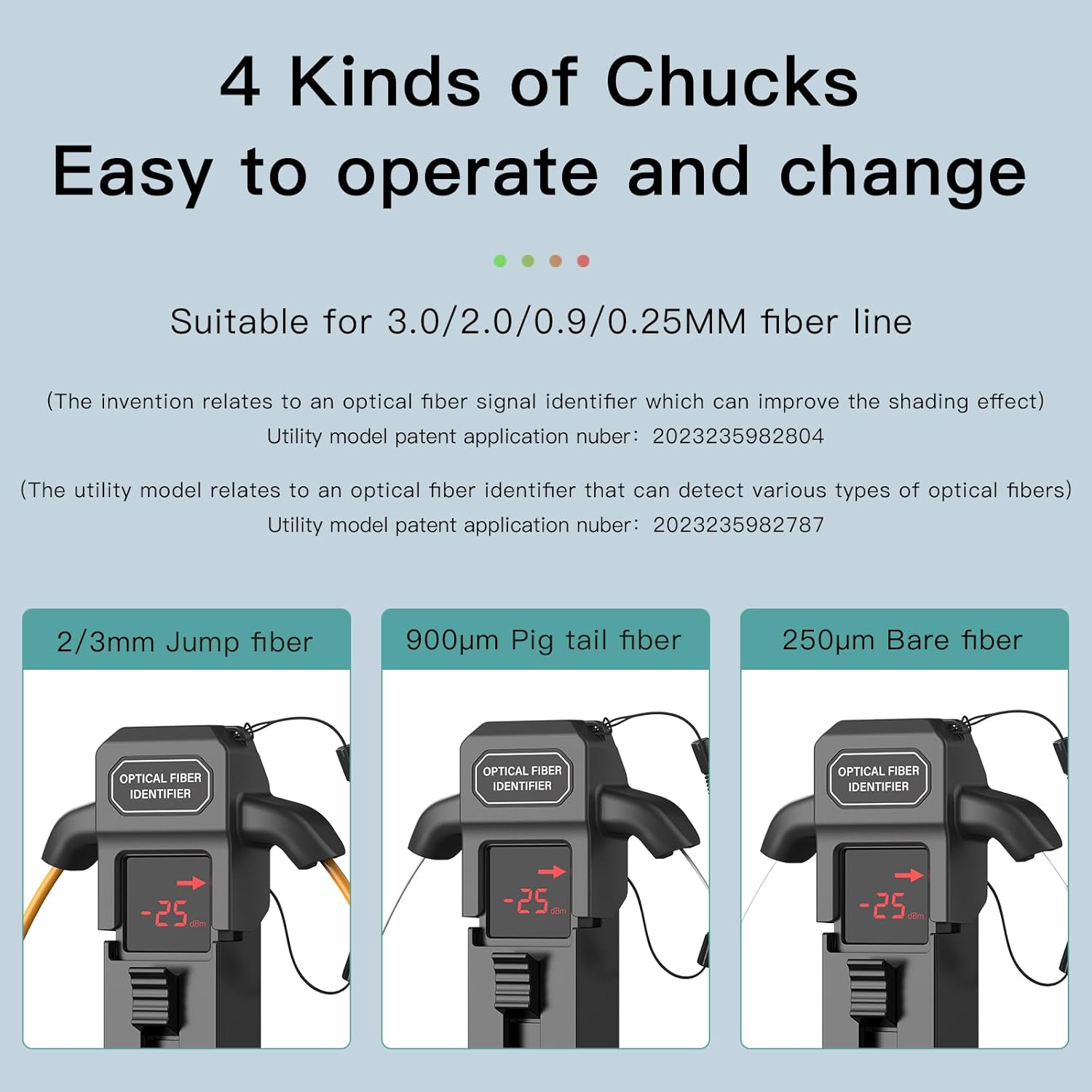Fiber Optic Identifier Komshine KFI-35 Traffic Detector+Wave Respond 800-1700nm+Optical Power Meter Function -70~+10dB+ LED Light Traffic Live Detector+250um/900um,2.0/3.0mm Four Tips