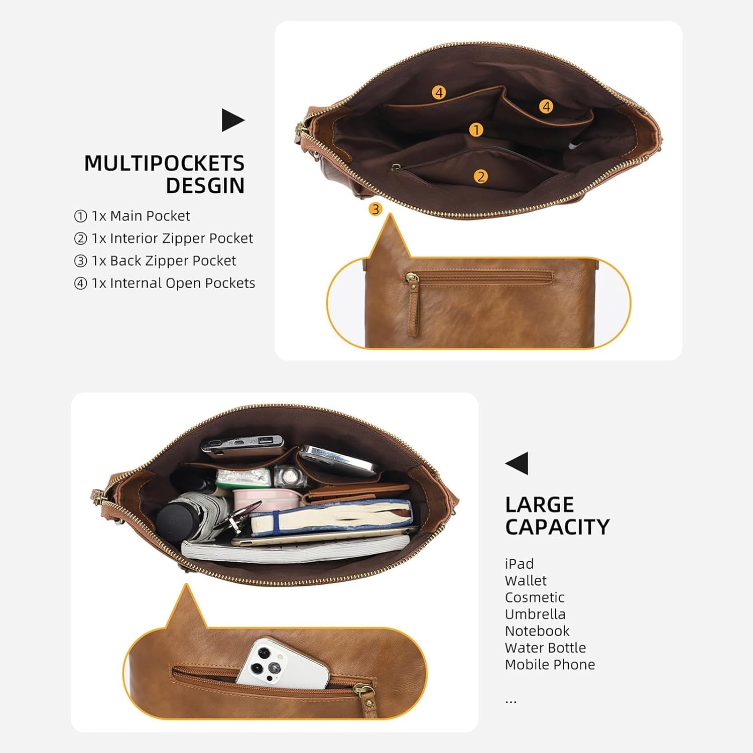 KouLi Buir Crossbody Purses for Women - PU Leather Shoulder Handbags Sling Bag Crossboby Bags Medium Multi Pockets - Image 4