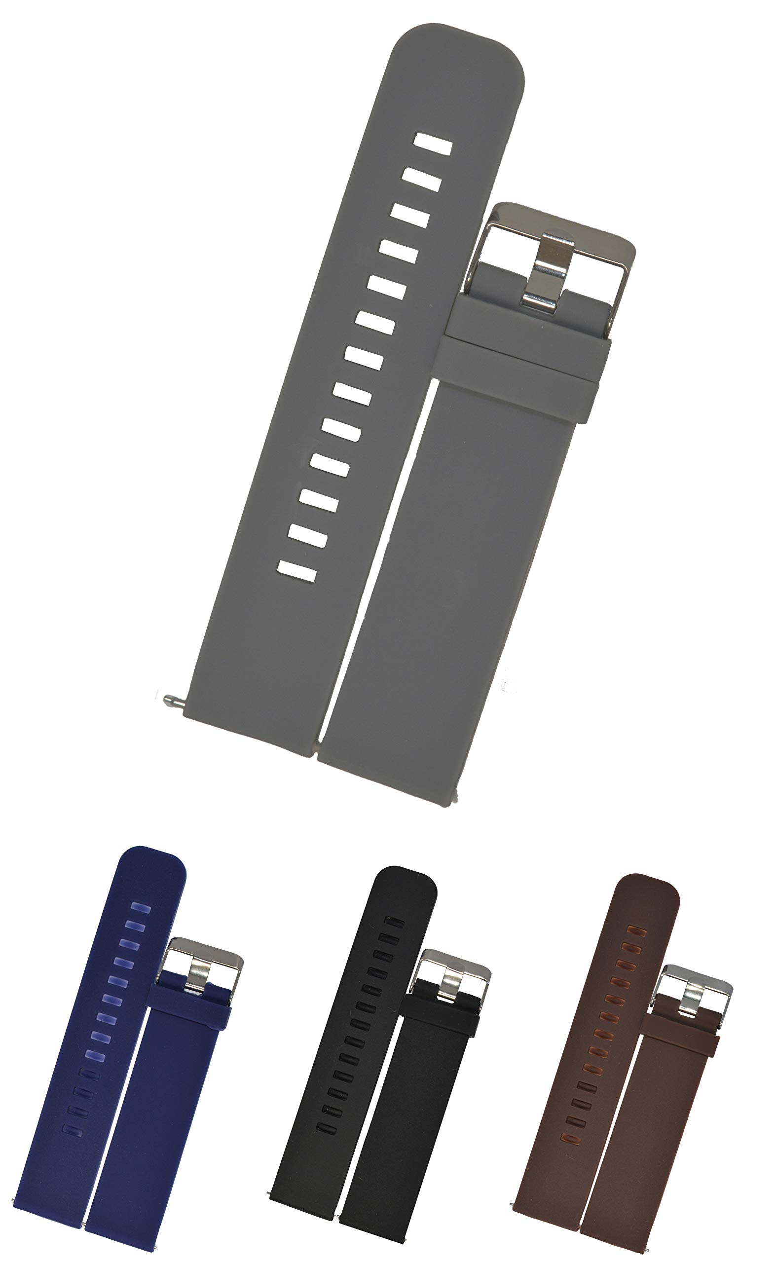 SURU® "Quick Release Silicone Watch Straps - Choose Width - 18mm, 20mm, 22mm & 24mm /Choose Colour- Black, Brown, Blue & Grey - Watch Bands (Grey, 18mm) (B0918L4X84) Amazon Price History, Amazon Price Tracker