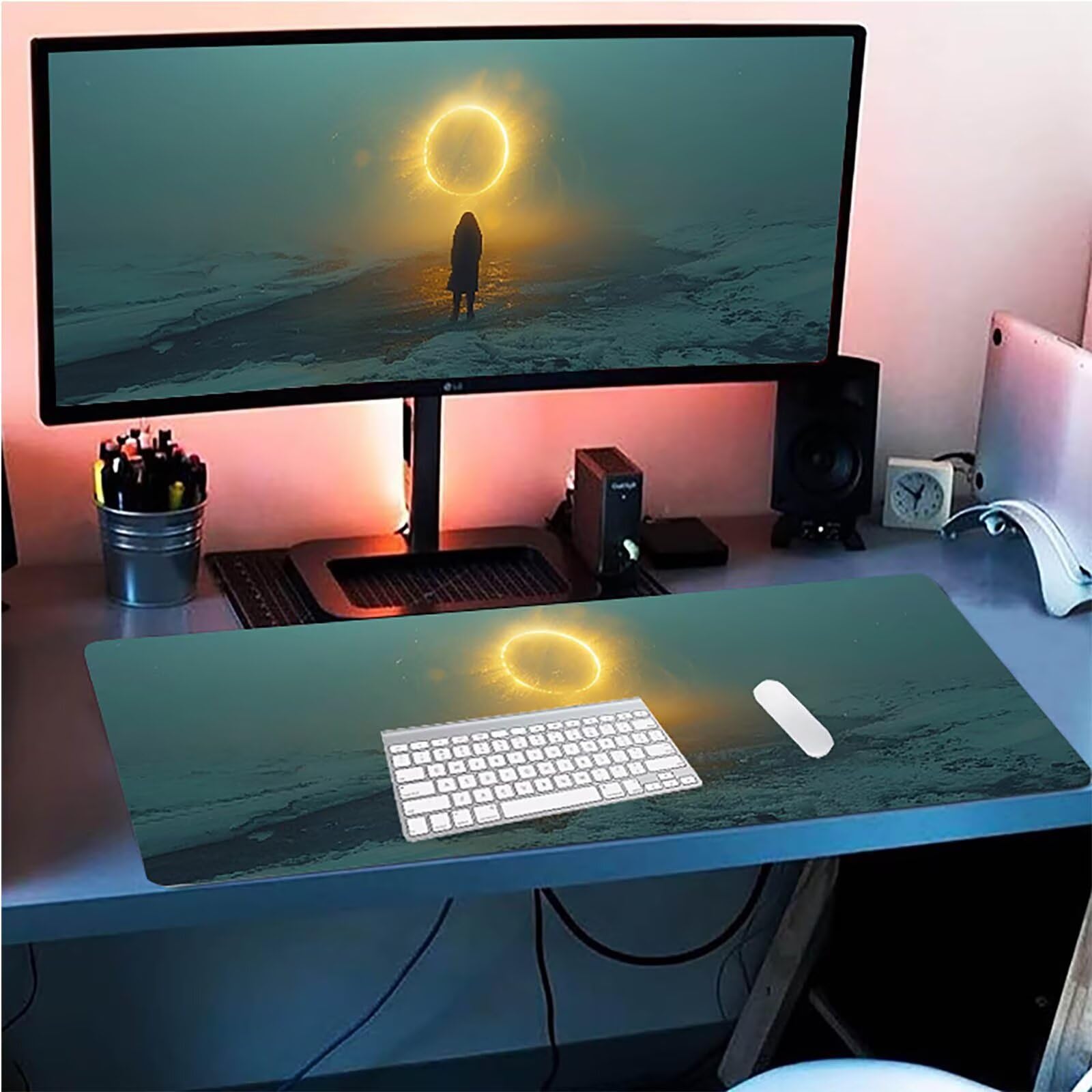 Tappetino Mouse XXL 1500 x 800 mm, Tappetino Mouse Donna, Gaming Mousepad Migliorare la Velocità e la Precisione, Mouse Pad con Base in Gomma Antiscivolo, Ufficio Accessori Gaming, Grigio D-2318