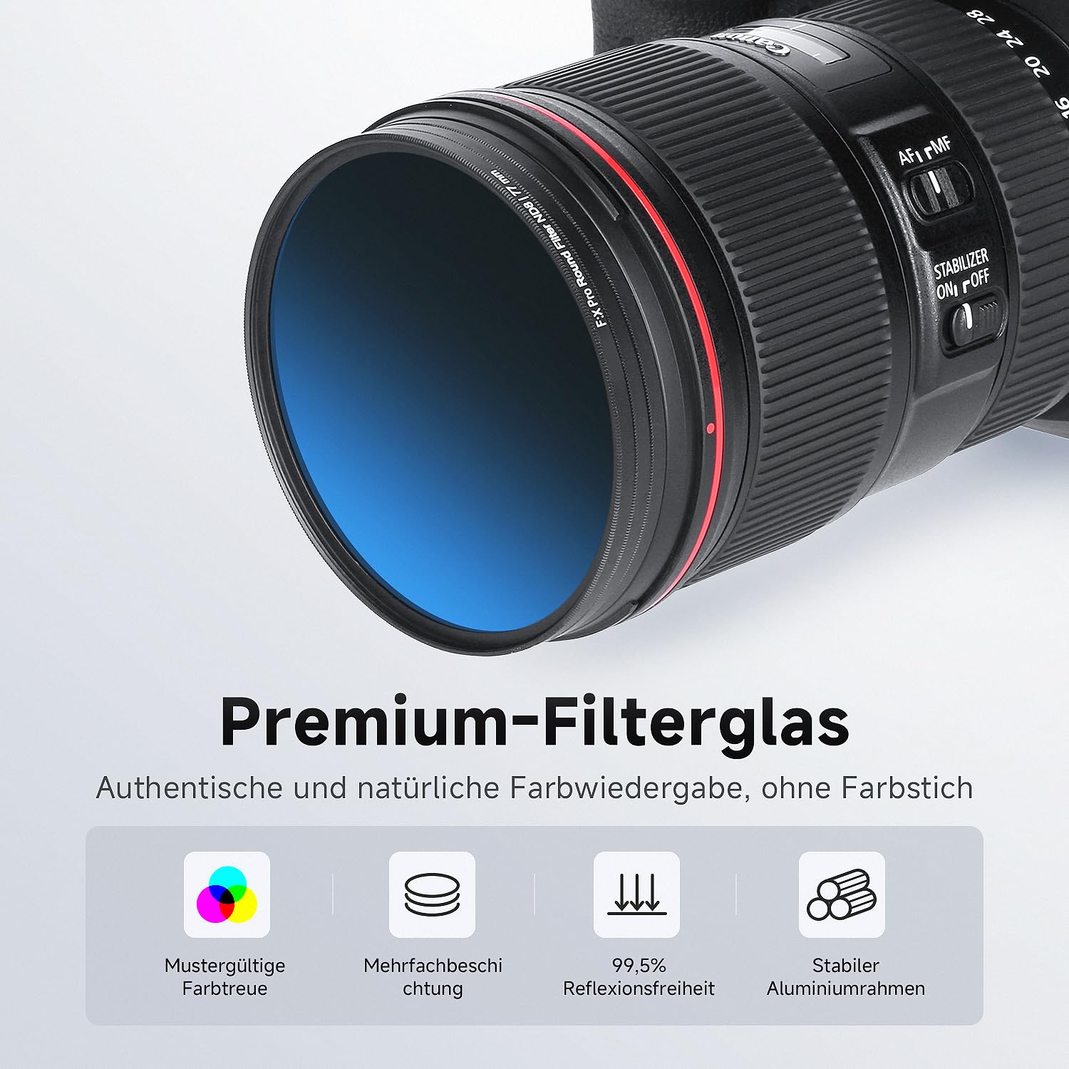 Rollei F:X Pro ND Filterset (ND8, ND64, ND1000) Neutraldichtefilter Set mit 3 Graufiltern (58mm) mit Ultrafeinem Coating Kratzfest Wasserdicht Rundfilter für Kameraobjektiv