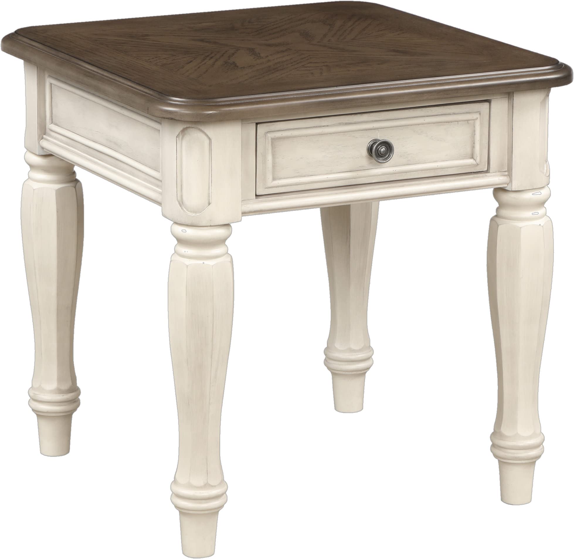Bernards Linden 24" Tall End Table with 4 Legs in White Furniture