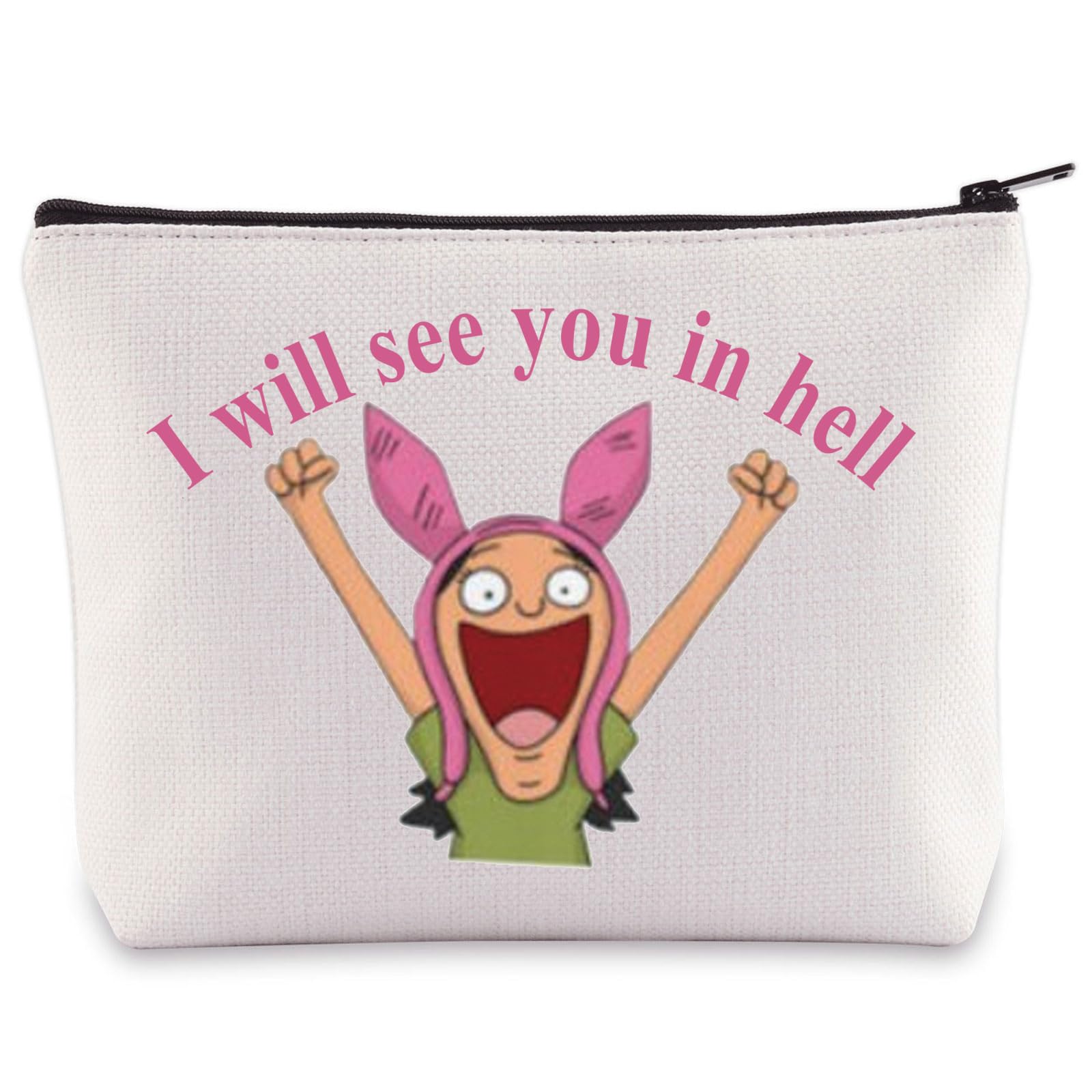 WZMPALouise Belcher Cosmetic Bag BLouise Belcher Fans Gift I Will See You In Hell Louise Belcher Makeup Zipper Pouch Bag For Cartoon Lover, In Hell, Cosmetic Bag