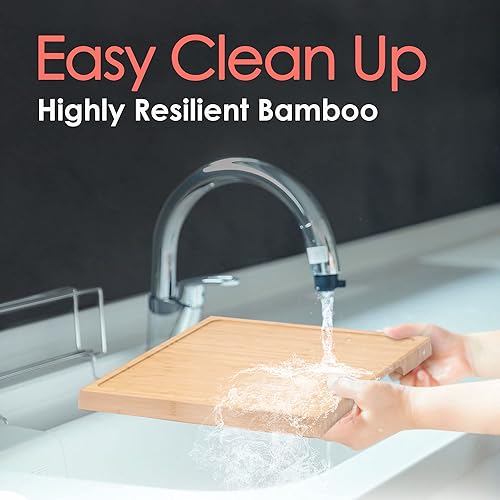 Miniatura 8 de Juego de tablas de queso y embutidos de bambú, juego de regalo de tablero de charcutería extragrande de madera y pizarra, con cuchillo de queso,