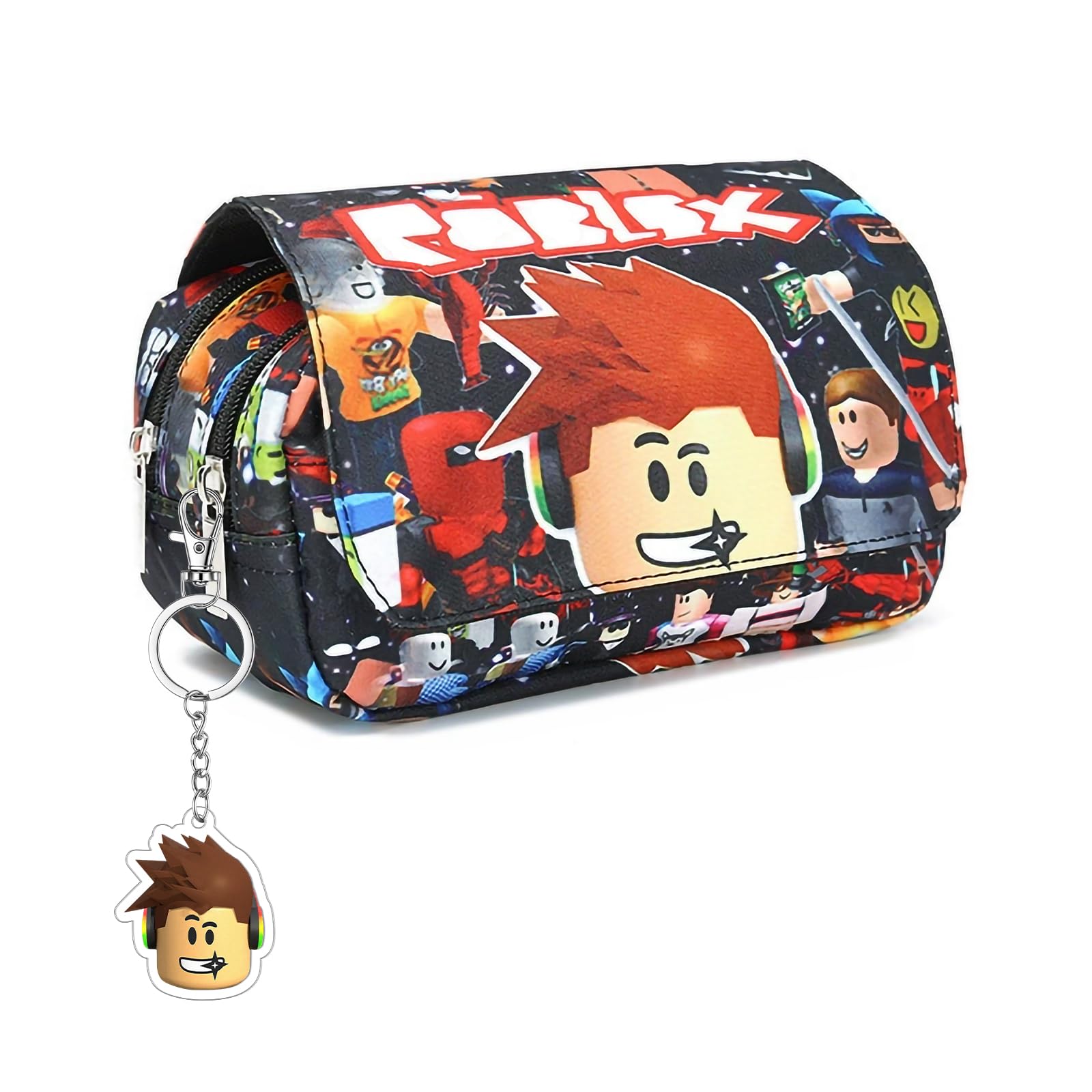 Kanfyyl Roblx Pencil Case, Roblx Pencil Case with Keychain, Pencil Bag for Girls Boys, Cute School Supplies, Great Gift for Kids, Offices and Schools