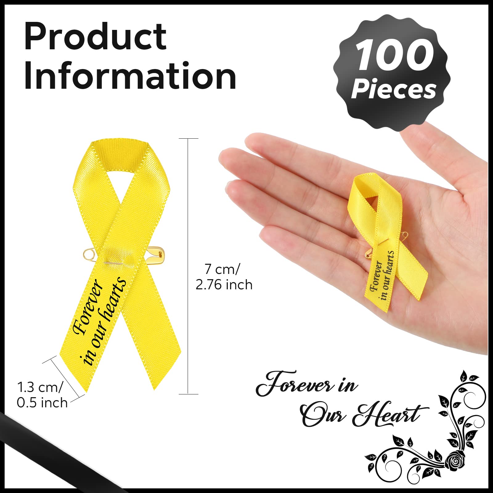 Snapklik.com : Ysleen 100 Pcs Funeral Memorial Ribbons Funeral Pins ...