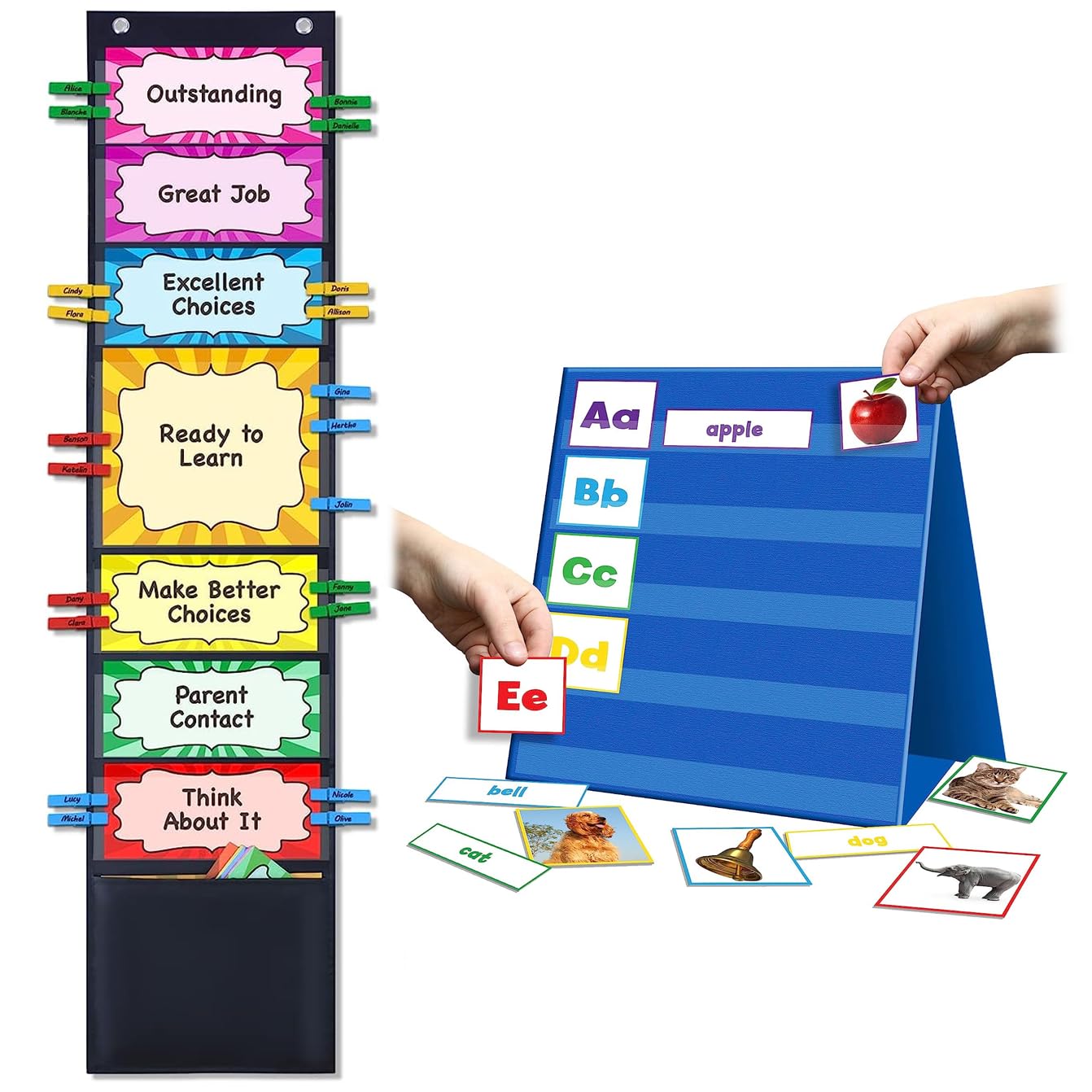 Amazon.com: Behavior Clip Chart Set & Tabletop Pocket Chart : Office ...