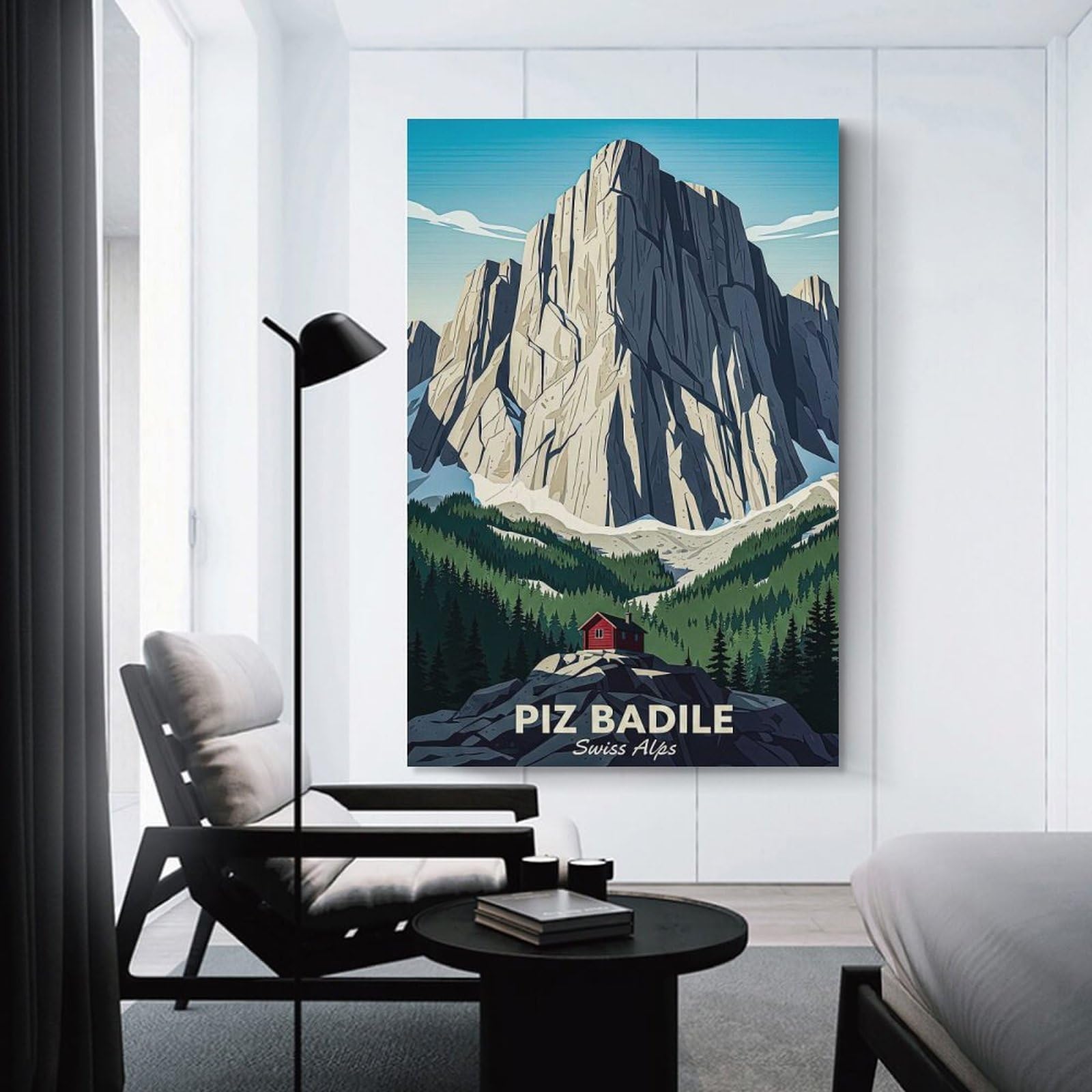 Junmoney Piz Badile Swiss Alps Vintage Wall Decor Canvas Print, 12x18inch(30x45cm), for Home Lounge, Bedroom Or Reading Nook, Decorative Artwork for Empty Walls