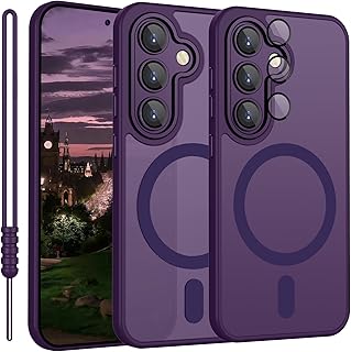 Phone Case for Samsung Galaxy S26 Compatible with MagSafe, YUANDMI Case for Samsung Galaxy S26 Magnetic Slim Translucent Matte Back Shockproof Protective Cover Case Dark Purple