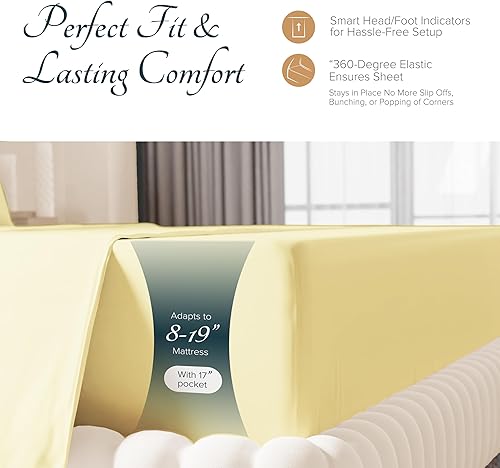 Miniatura 5 de Carressa Linen Juego de Sábanas de Algodón Egipcio 100% Tamaño King - Sábanas de Algodón Egipcio de Lujo de 1500 Hilos Tamaño King, Bolsillo