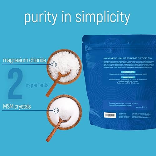 Miniatura 5 de Copos de magnesio con MSM - Escamas de cloruro de magnesio - Sales del mar muerto para remojar, 10 libras
