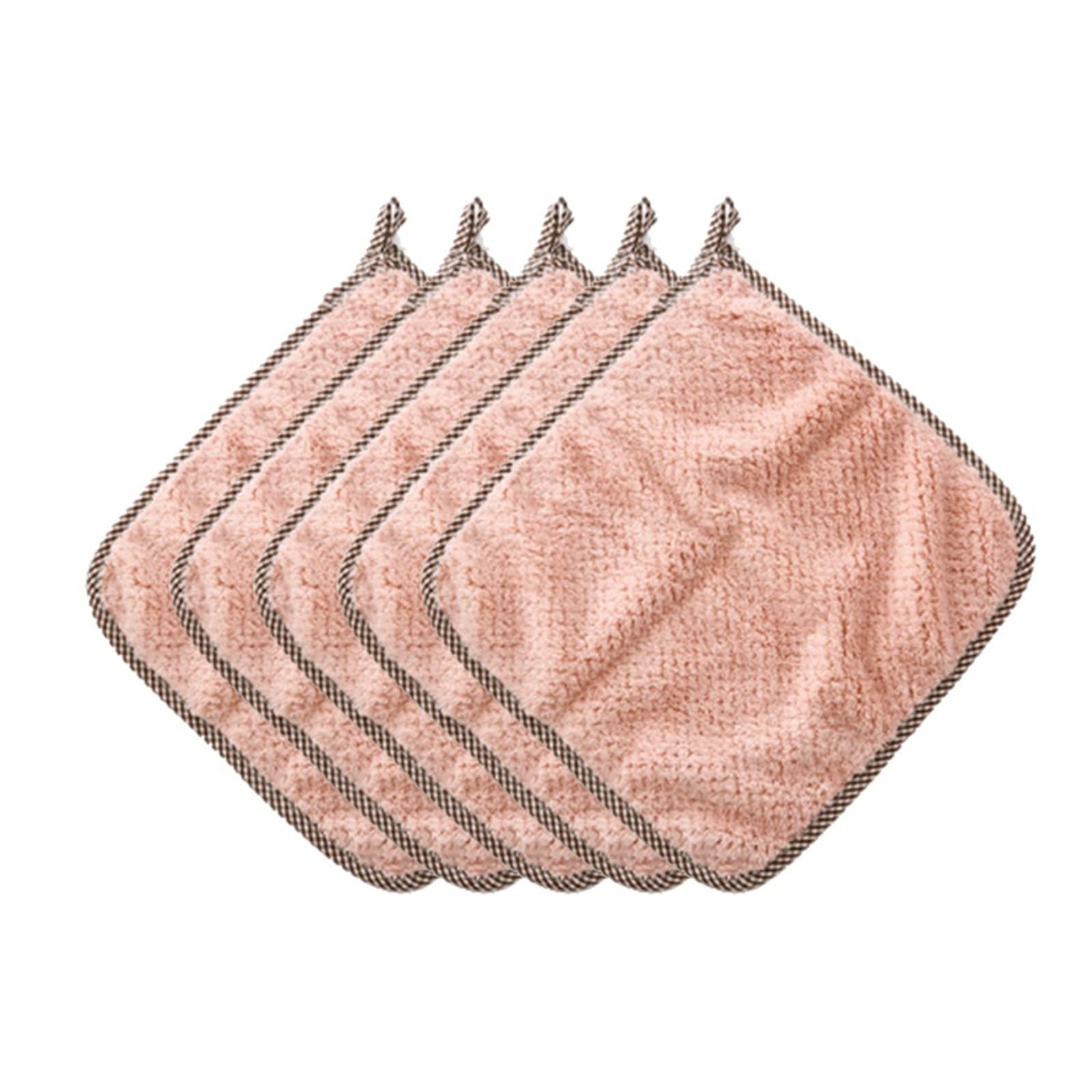 Torchons à vaisselle doux qui ne peluchent pas : chiffons de nettoyage kaki x5