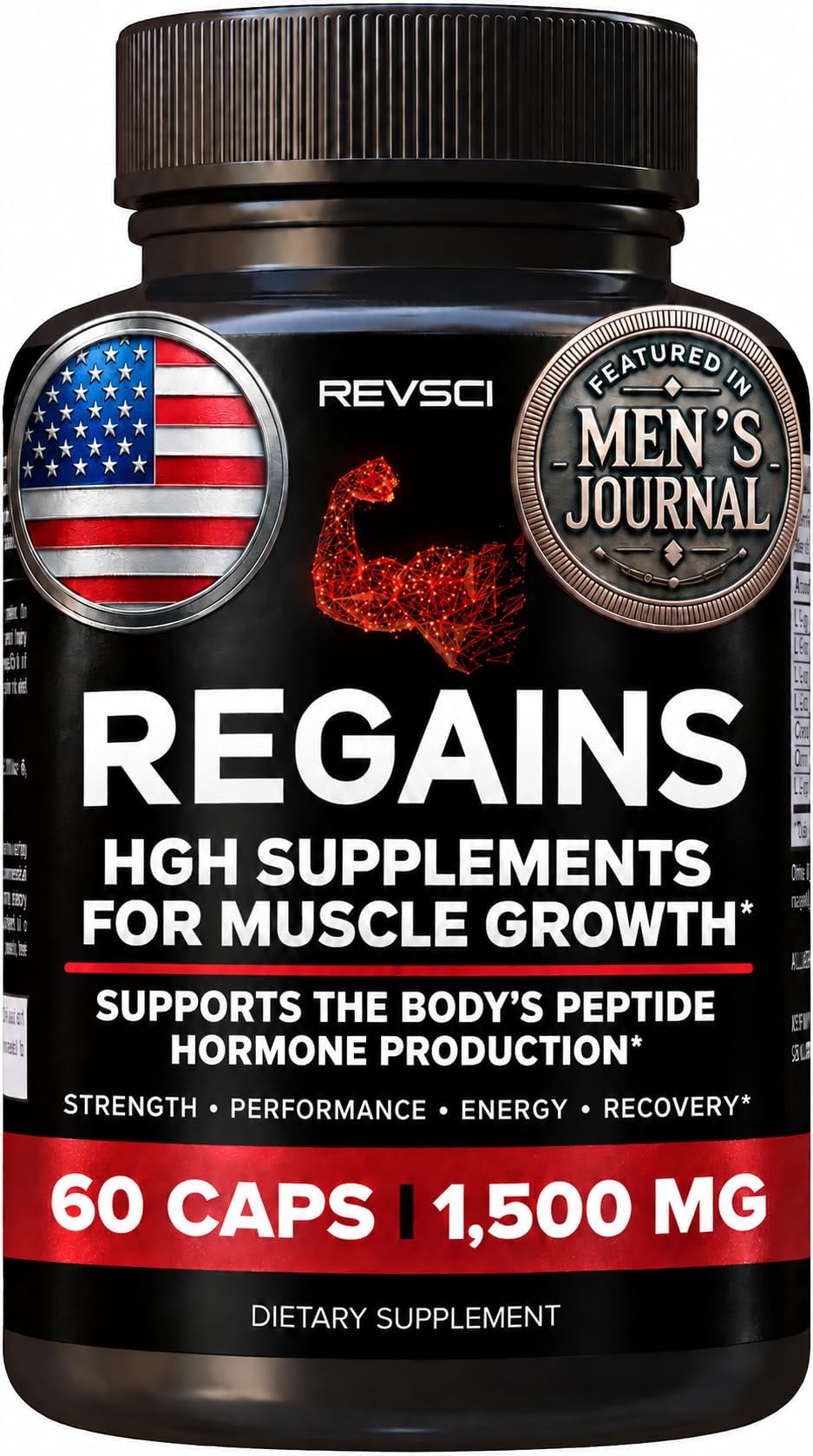 HGH Supplements for Men & Women - Regains Anabolic HGH Peptides for Muscle Growth, Muscle Recovery & Muscle Builder for Men, Natural Human Growth Hormone Booster & Post Workout Supplement, 60 Pills
