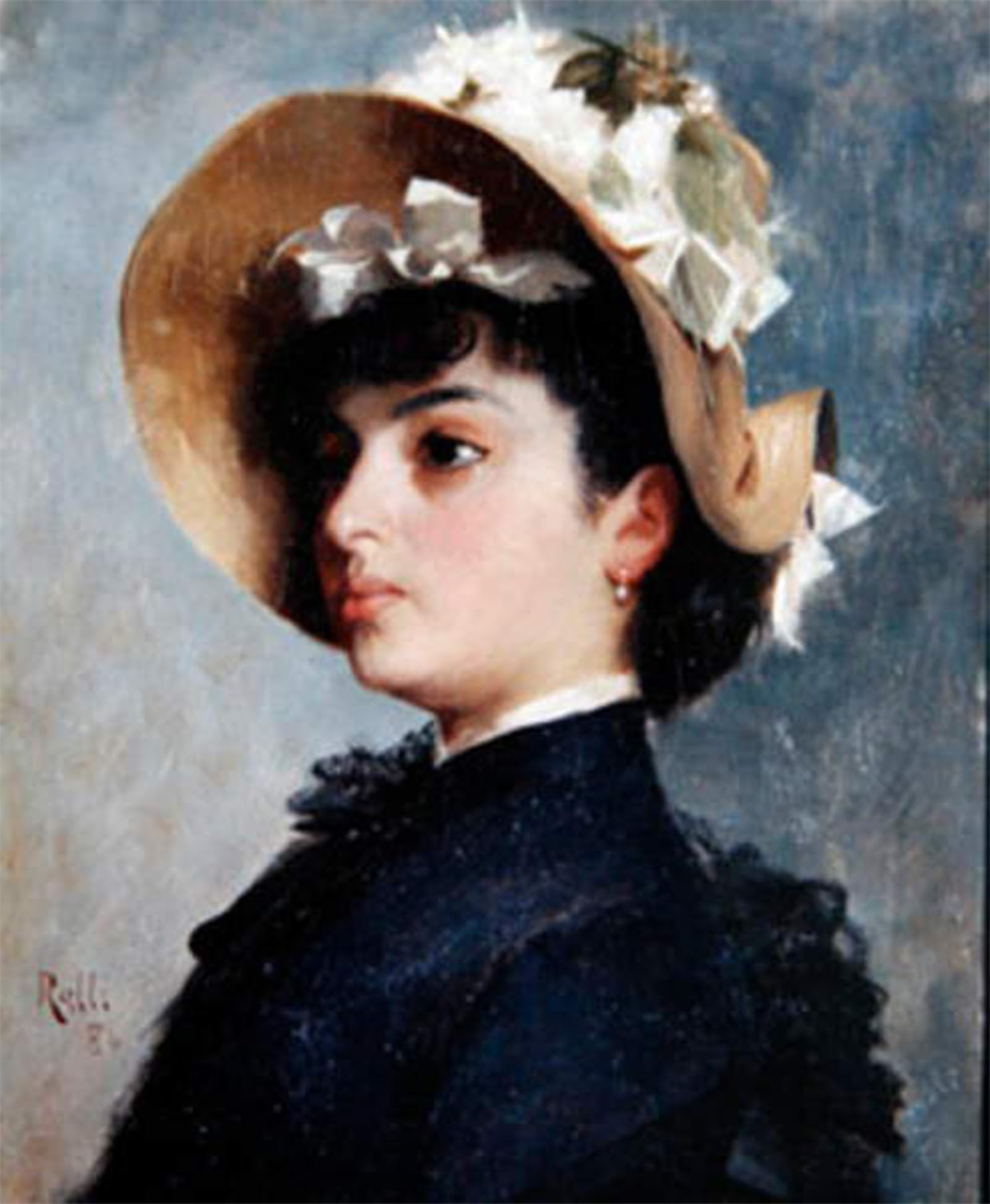 ARTXLXXBN Famous Art Print Poster Vintage Wall Art Portrait of a Young Lady by Theodore Jacques Ralli Canvas Art Poster for Home Decor 60x90cm