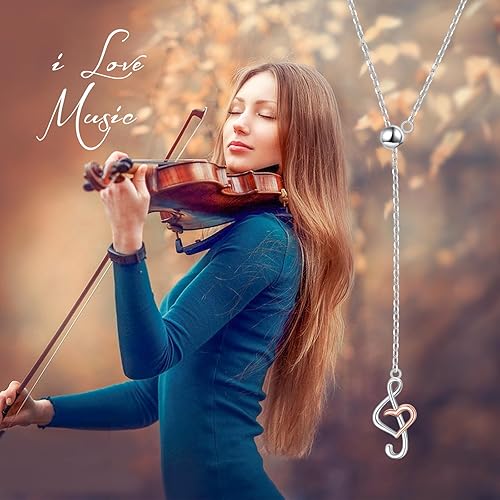 Miniatura 8 de (Dije para collar de nota musical) De plata de ley 925 para mujeres y niñas, 18.0 in