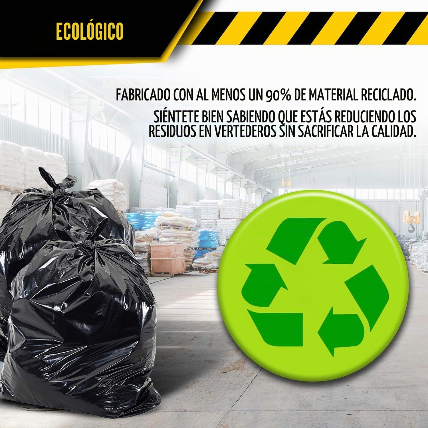 Ultrasac Bolsas para contratistas resistentes (paquete de 50 lazos), 42 galones, 32.7 x 47 pulgadas, bolsas de basura industriales grandes negras de 3 mil de grosor para construcción y uso comercial