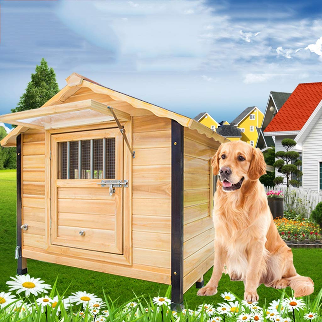 Cuccia per cani Cuccia in legno per esterni Cuccia per cuccioli di gatto impermeabile per interni Facile da pulire Cuccia regalo facile da montare (Colore legno 55x48x50 cm)