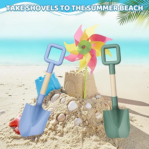Miniatura 7 de Dilabnba Palas de arena para niños de 16 pulgadas15.7 in, herramienta de jardinería, mango de madera resistente, pala de plástico ABS, pala de