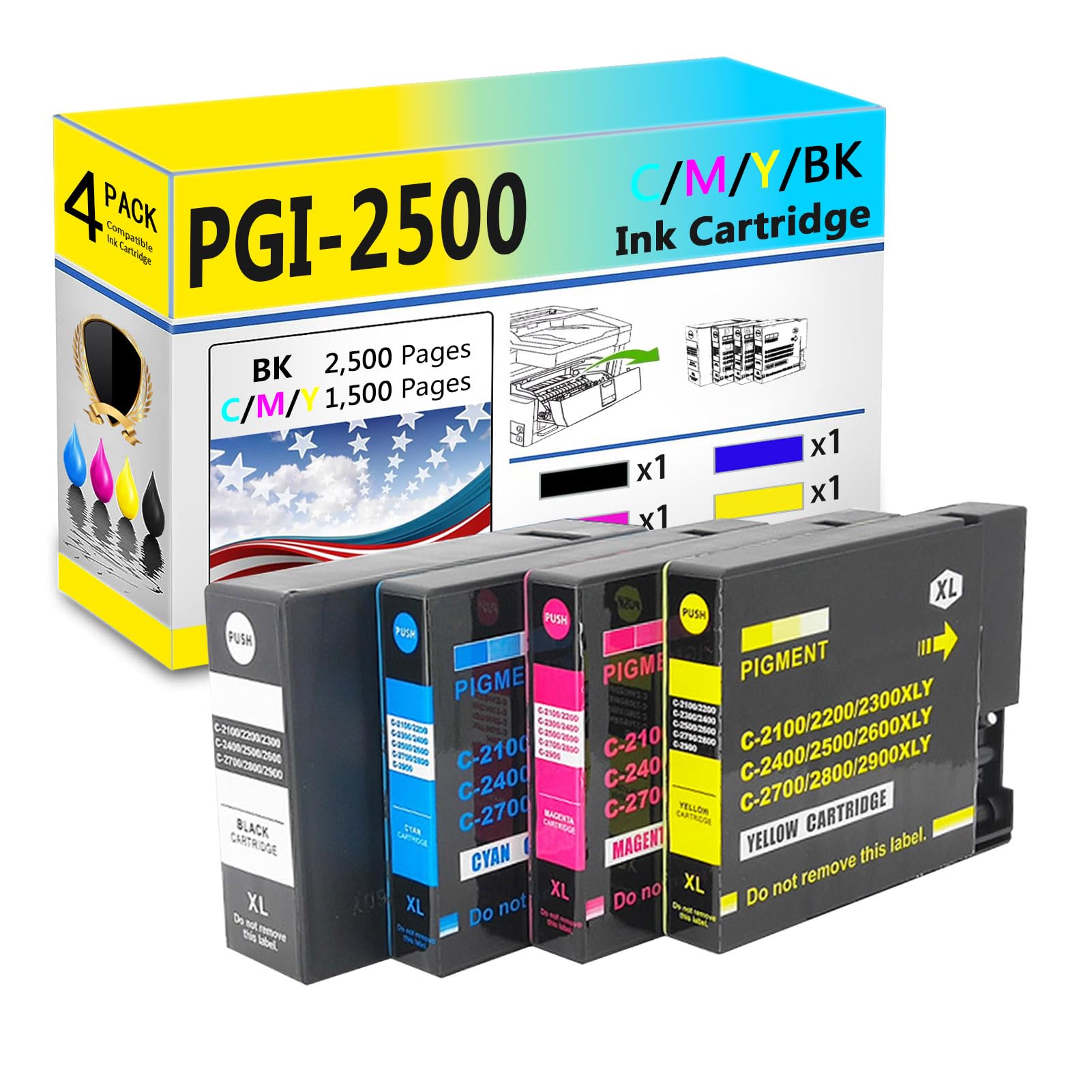 Paquete De Tinta Multicolor Para Canon MAXIFY PGI-1200, Compatible Con 3 Colores | En Línea