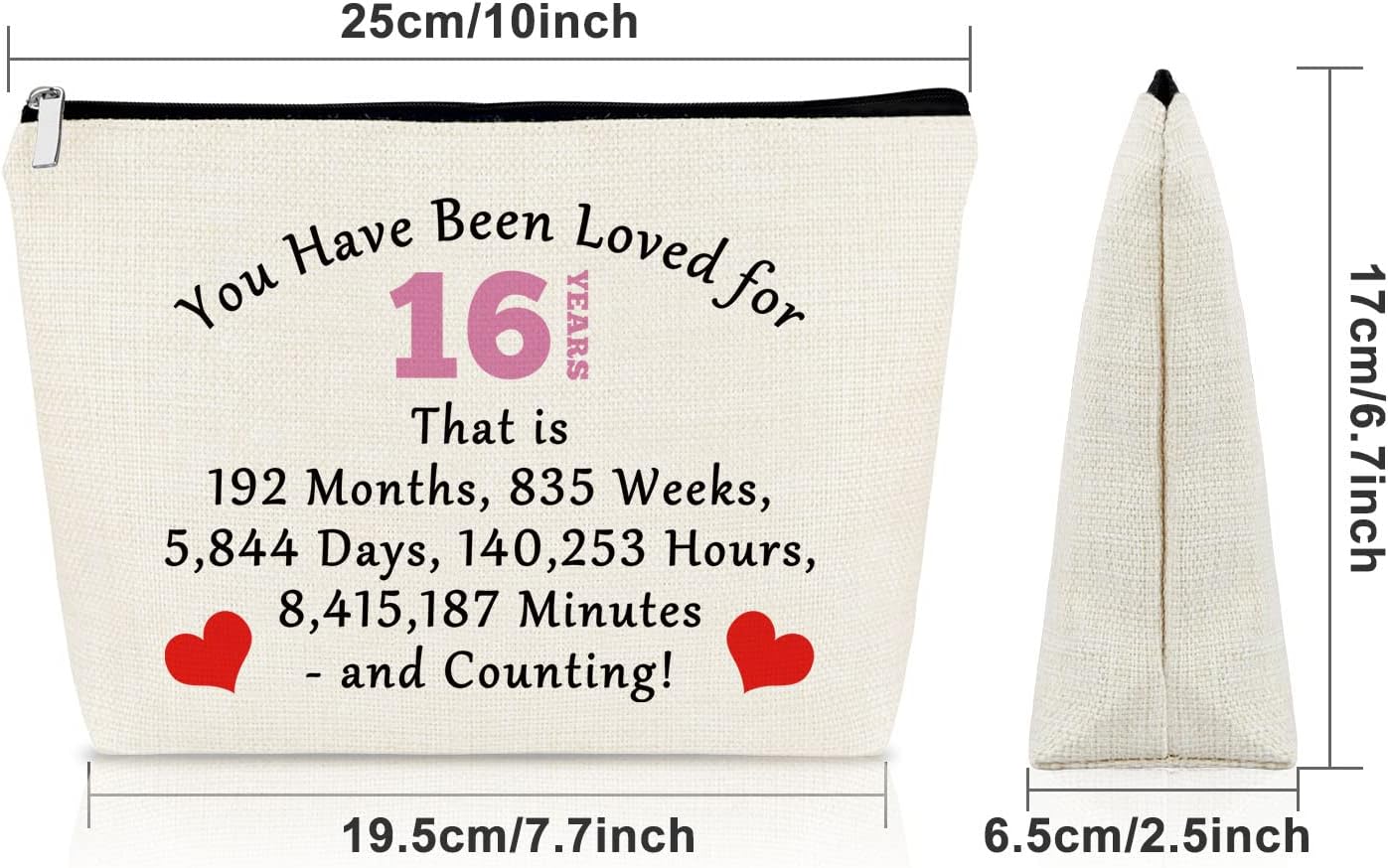 Sazuwu 16th Birthday Gifts for Girls from Mom Makeup Bag Birthday Gifts for 16 Year Old Girls Cosmetic Bag Sweet 16 Gifts for Girls Born 2008 Gifts for Granddaughter Turning 16 Travel Pouch - Image 4