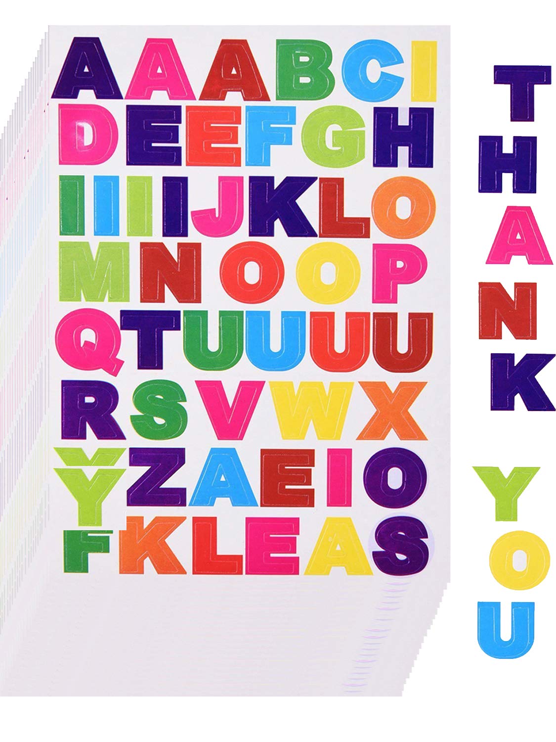 30 Sheets Letter Stickers Colorful Alphabet Stickers Self Adhesive Letters,A to Z
