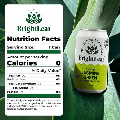 Miniatura 2 de BrightLeaf Té espumoso verde jazmín orgánico, certificado orgánico regenerativo, latas de 12 onzas (paquete de 12)