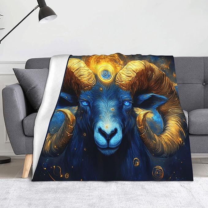 Cafemira Soft Flannel Blanket,Constellations Aries,Fleece Throw Blankets,All Season,for Camping,Office nap,Outdoor,Throw for Couch Bed Decor,for Those Born Under The Sign of Aries,60x50 Inch