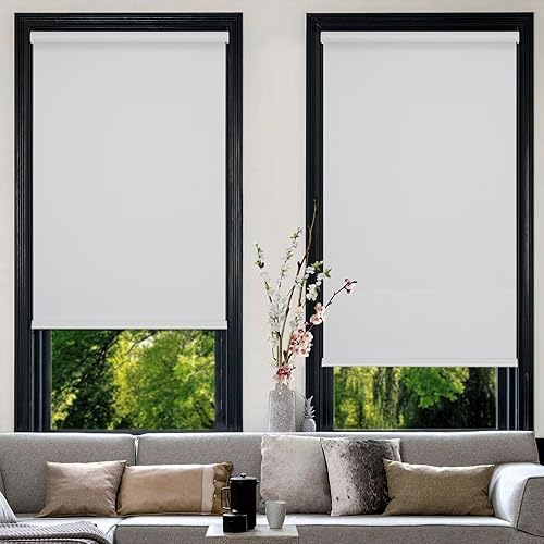 Miniatura 6 de Youngoo ROL32WT72D - Persianas enrollables opacas y sin cordones para ventanas, con cenefa de cassette, para oscurecer la habitación, tela con