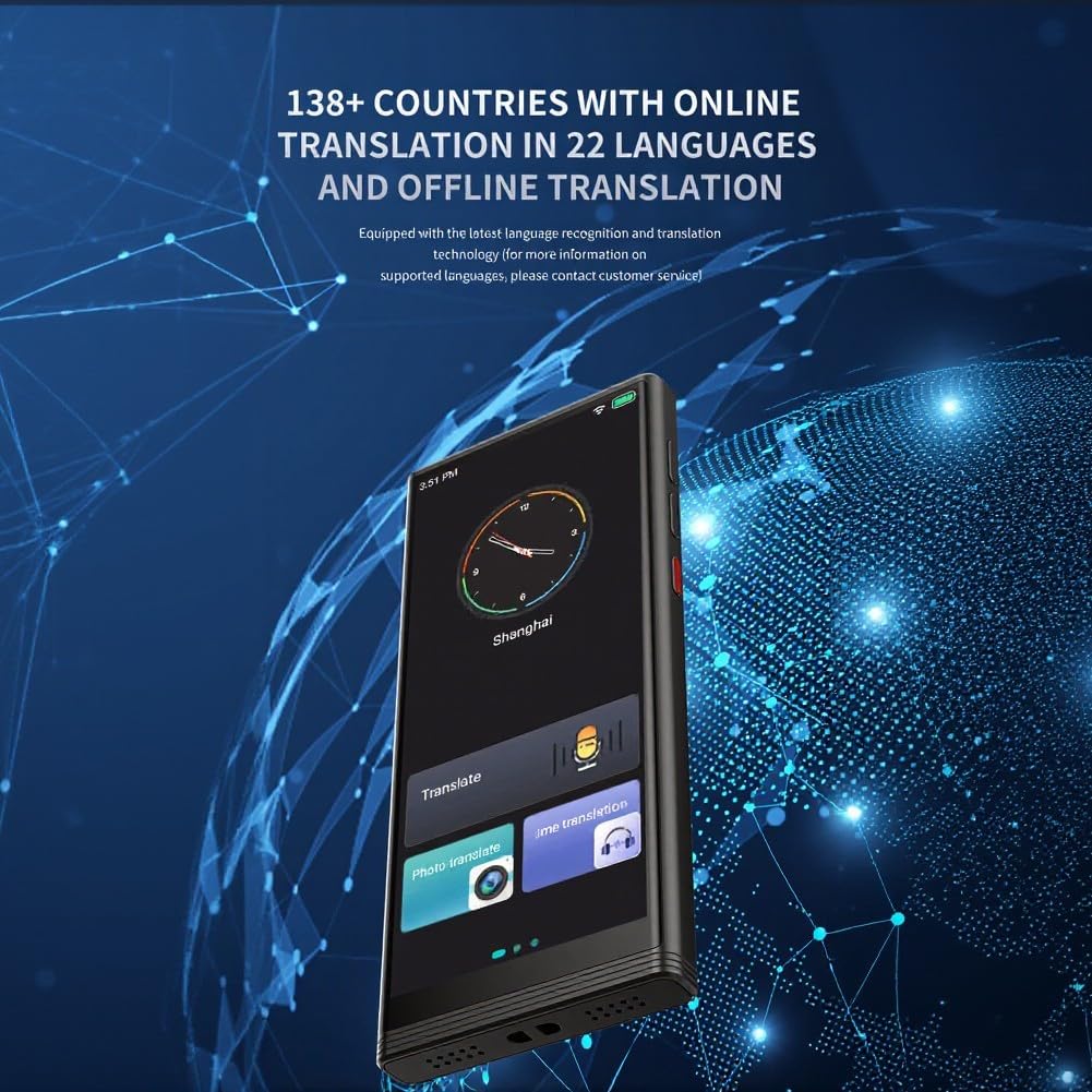 Dispositivo traduttore AI con supporto di oltre 138 lingue 40 opzioni di traduzione foto offline e standby di 7 giorni per viaggi internazionali